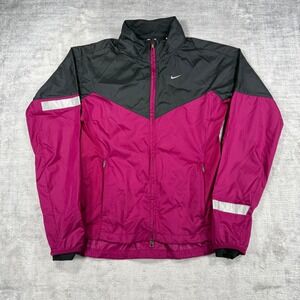 Nike Jacket Womens Small Pink Magenta Windbreaker Running Reflective Windrunner